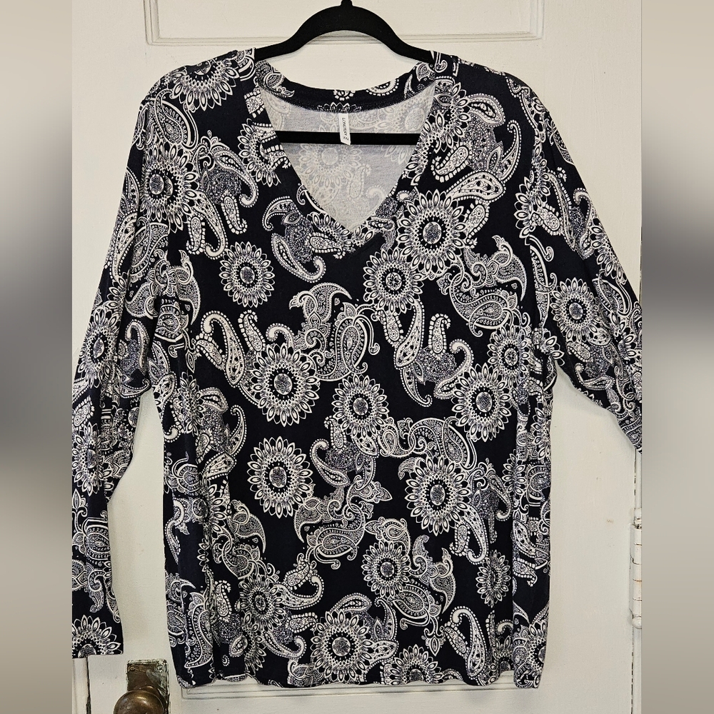 Longyuan Navy Paisley LS Top Size 2X